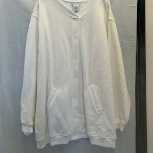 Blair Women's White Snap Front Sweatshirt Jacket Sz 3XL NWNT
